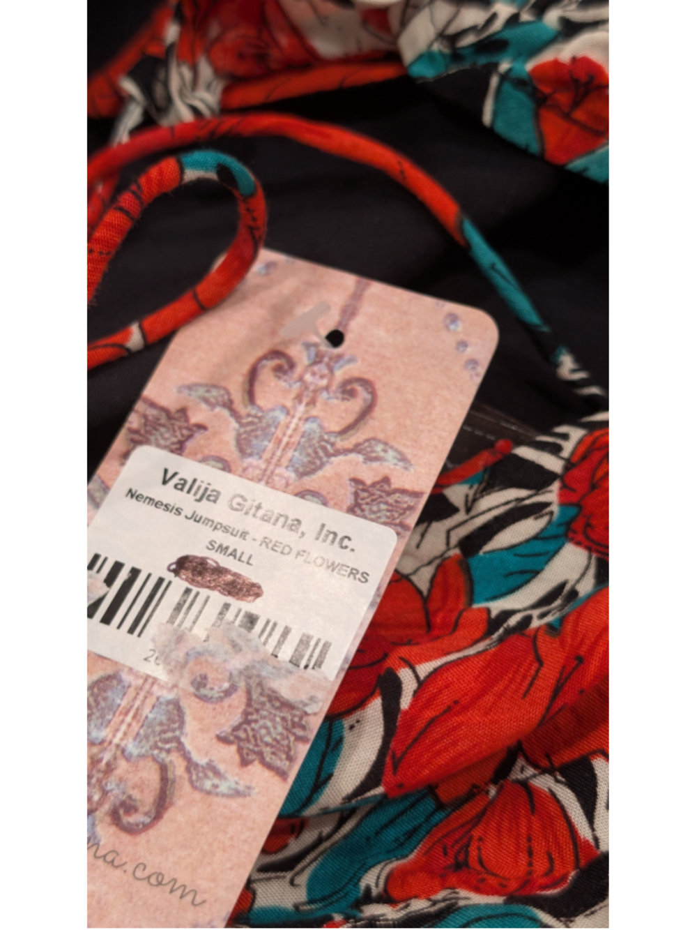 Women's Valija Gitana floral, Red and Teal jumpsuit - Picture 7 of 11